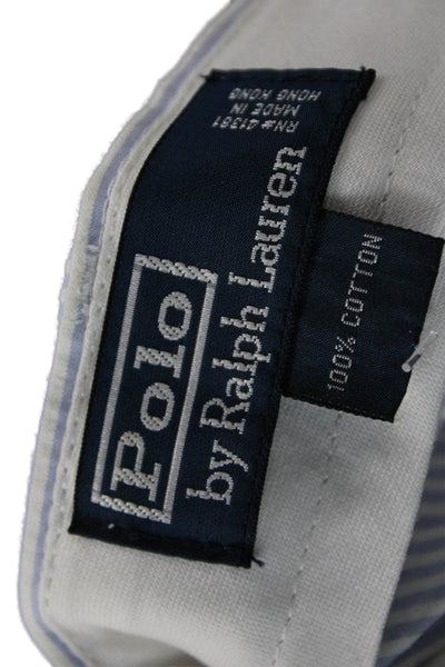 Polo Ralph Lauren Mens Chino Pants Blue Striped Cotton Button Size 33