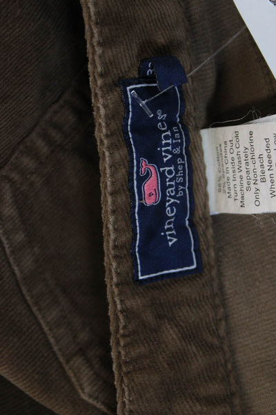 Vineyard Vines Mens Brown Cotton Pants Button Closure Inseam 32 Size 33