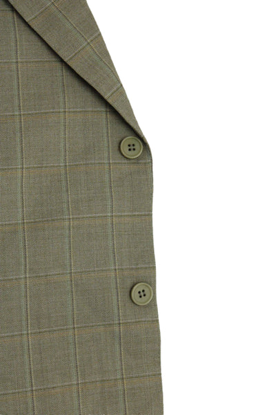 Canali Mens Beige Wool Plaid Blazer Button Closure Fall Size 54