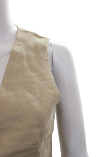 ONIA Women A-Line Linen Skirt Beige Button Closure Size 2