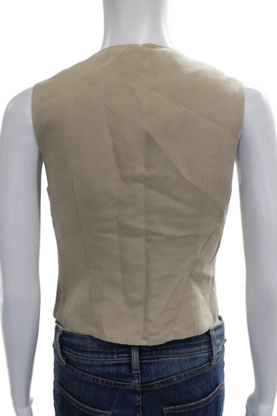 ONIA Women A-Line Linen Skirt Beige Button Closure Size 2