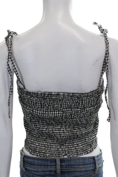 Zara Trafaluc Women Black Cropped Check Square Neck Spaghetti Strap Tank Size M