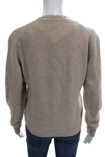 Theory Women Beige Cashmere V-Neck Cardigan Long Sleeve Size S