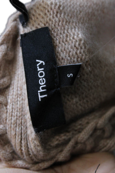 Theory Women Beige Cashmere V-Neck Cardigan Long Sleeve Size S