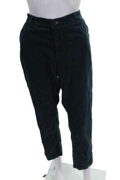 AG Adriano Goldschmied Women Ankle Pants Green Cotton Button Size 31