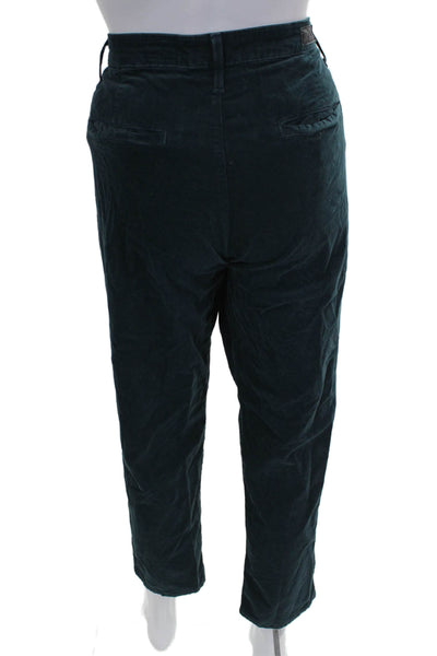 AG Adriano Goldschmied Women Ankle Pants Green Cotton Button Size 31