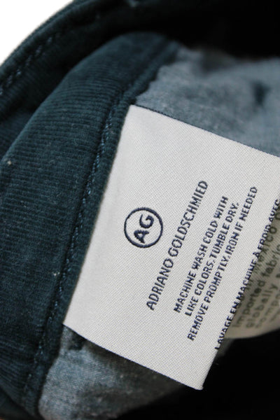 AG Adriano Goldschmied Women Ankle Pants Green Cotton Button Size 31