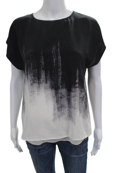 Vince Womens Basic Silk Colorblock Sleeveless Round Neck Blouse Size XS