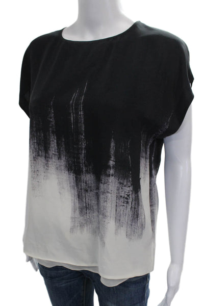 Vince Womens Basic Silk Colorblock Sleeveless Round Neck Blouse Size XS