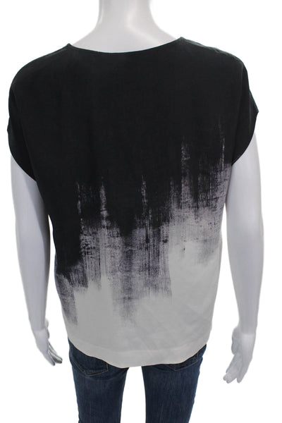 Vince Womens Basic Silk Colorblock Sleeveless Round Neck Blouse Size XS