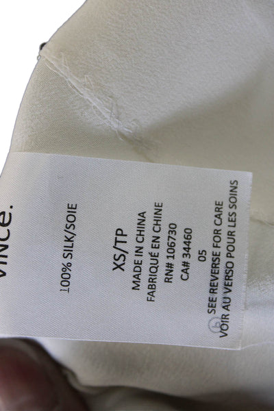 Vince Womens Basic Silk Colorblock Sleeveless Round Neck Blouse Size XS
