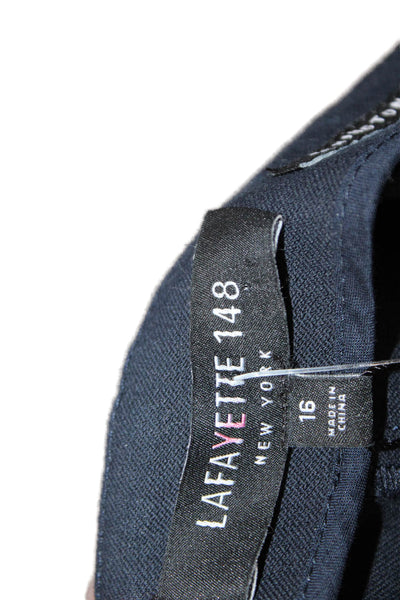 Lafayette 148 New York Women Dress Pants Blue Cotton Zip Size 16