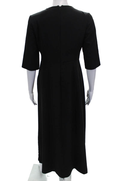 Kay Unger Womens Black Polyester Jumpsuit Zip Round Neck 3/4 Sleeve Size 4