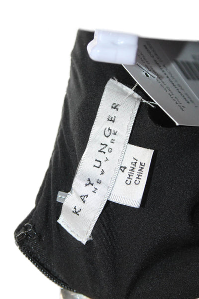 Kay Unger Womens Black Polyester Jumpsuit Zip Round Neck 3/4 Sleeve Size 4