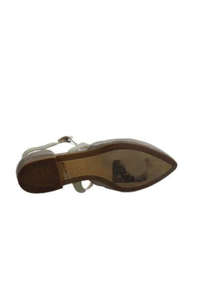 Paul Green Womens Leather Metallic Ankle Strap Flats Gray Size 5
