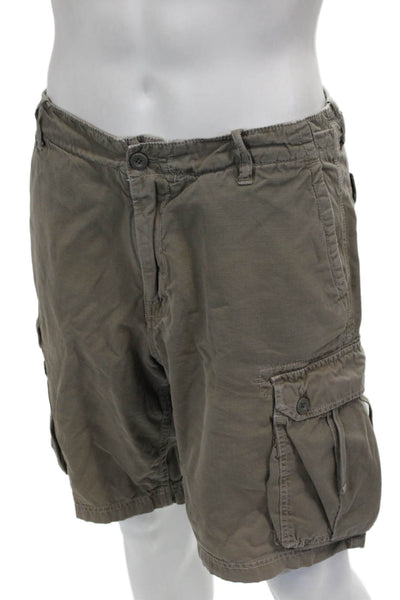 J Crew Mens Cargo Shorts Brown Cotton Solid Button Size 34