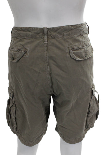 J Crew Mens Cargo Shorts Brown Cotton Solid Button Size 34