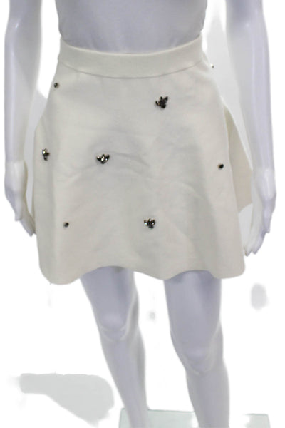 Zara Womens Skater Skirt Ivory Viscose Knee Length Size S
