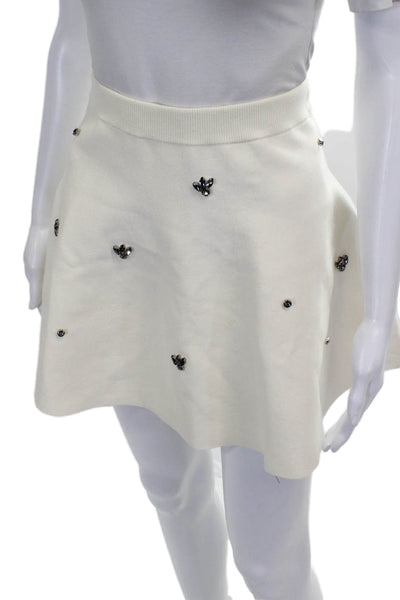 Zara Womens Skater Skirt Ivory Viscose Knee Length Size S