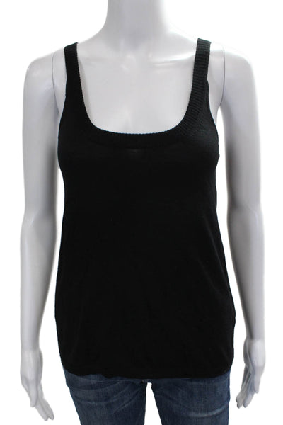 Hoss Intropia Women Black Wool Scoop Neck Basic Tank Sleeveless Size S
