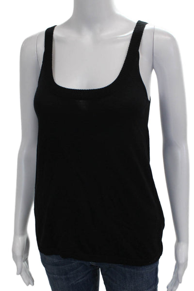 Hoss Intropia Women Black Wool Scoop Neck Basic Tank Sleeveless Size S