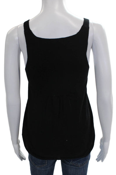 Hoss Intropia Women Black Wool Scoop Neck Basic Tank Sleeveless Size S