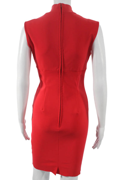 Greta Constantine Women Sheath V-Neck Sleeveless Red Dress Mid-Calf Size XS