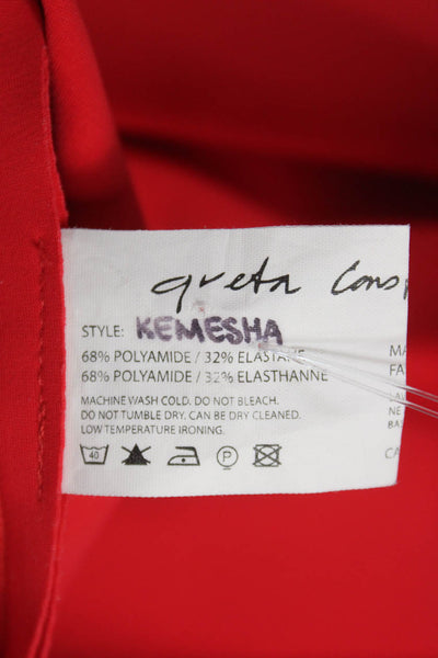 Greta Constantine Women Sheath V-Neck Sleeveless Red Dress Mid-Calf Size XS