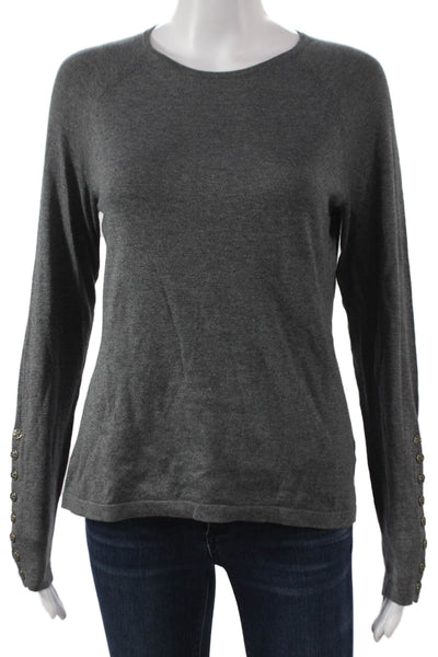 J. Mclaughlin Women Cotton Crewneck Pullover Sweater Gray Size S