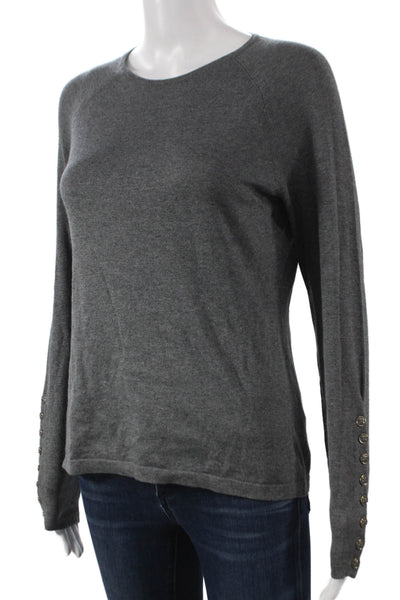 J. Mclaughlin Women Cotton Crewneck Pullover Sweater Gray Size S