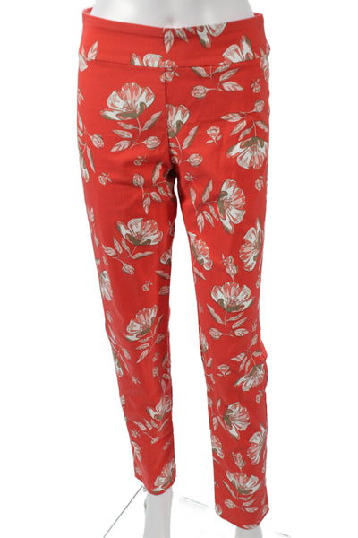 Culture Womens Ankle Red Floral Nylon Pull On Pants Size 6