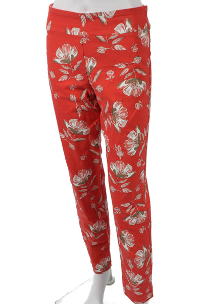Culture Womens Ankle Red Floral Nylon Pull On Pants Size 6
