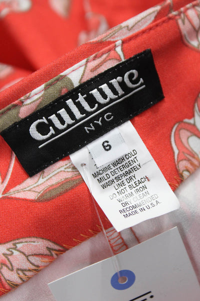 Culture Womens Ankle Red Floral Nylon Pull On Pants Size 6