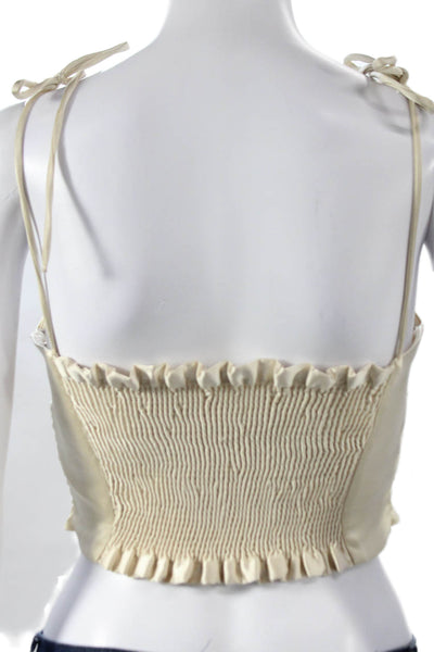 Zara Women Beige Polyester Square Neck Sleeveless Camisole Size S