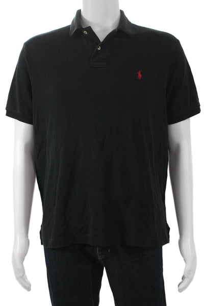 Polo Ralph Lauren Mens Short Sleeves Rugby Shirt Black Cotton Size Medium