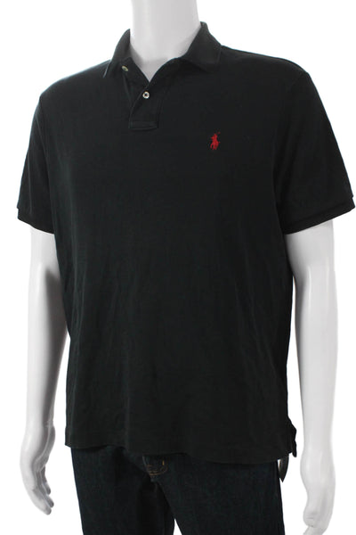 Polo Ralph Lauren Mens Short Sleeves Rugby Shirt Black Cotton Size Medium