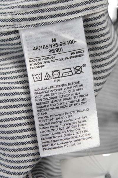 Banana Republic Mens Striped Slim Fit Shirt Grey White Cotton Size Medium