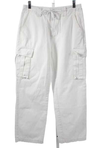 Superdown Womens White Cotton Cargo Pants Zipper Size M