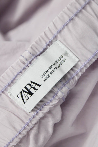 Zara Womens Jogger Pants Purple Cotton Pull On Size M