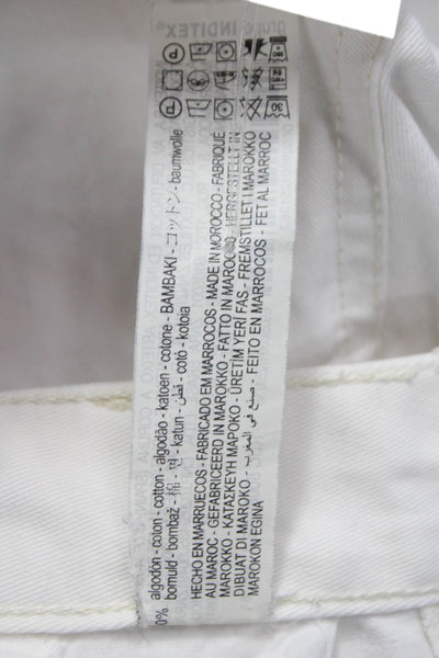 Zara Women Cargo Pants White Cotton Button Size 4