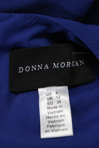 Donna Morgan Womens Wrap Dress Blue V-Neck Long Sleeve Zip Polyester Size S