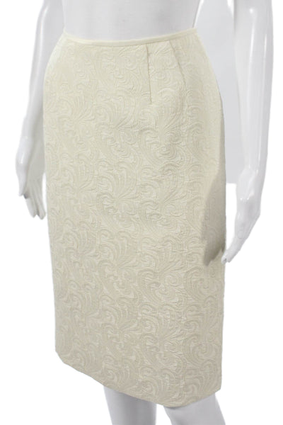 Le Suit Woman Womens Ivory Paisley Straight Pencil Skirt Polyester Zip Size 6