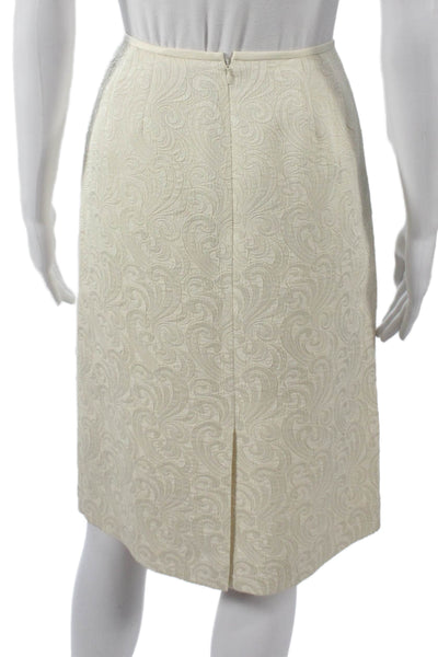 Le Suit Woman Womens Ivory Paisley Straight Pencil Skirt Polyester Zip Size 6