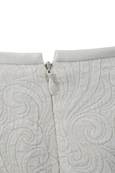 Le Suit Woman Womens Ivory Paisley Straight Pencil Skirt Polyester Zip Size 6