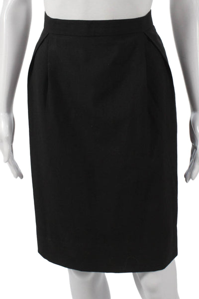 Christian Dior Womens Pencil Skirt Black Cotton Zip Fall Size S