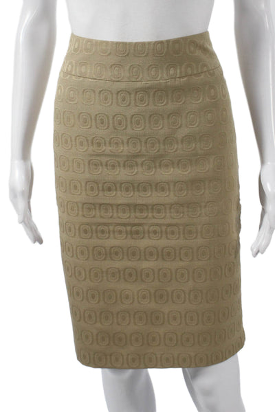 Cynthia Rowley Womens Straight Pencil Skirt Beige Geometric Knee Size 6