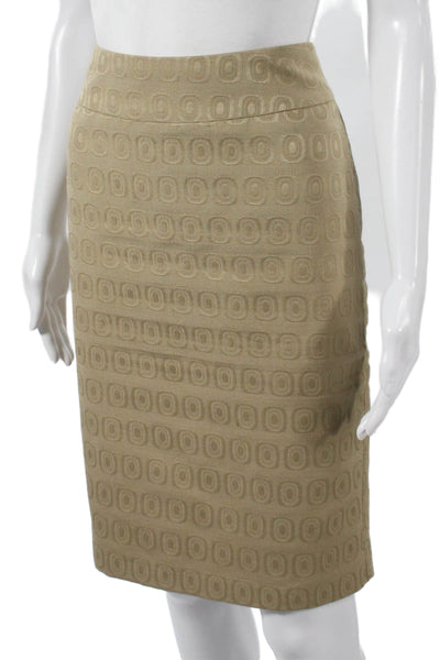 Cynthia Rowley Womens Straight Pencil Skirt Beige Geometric Knee Size 6