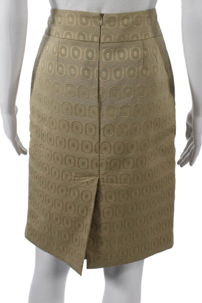 Cynthia Rowley Womens Straight Pencil Skirt Beige Geometric Knee Size 6