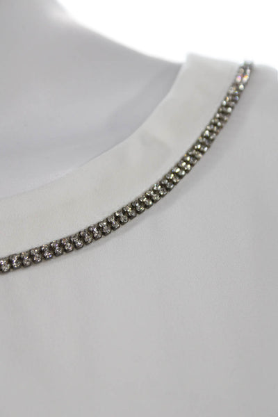 Karl Lagerfeld Womens Basic Blouse White Round Neck Long Sleeve Size L