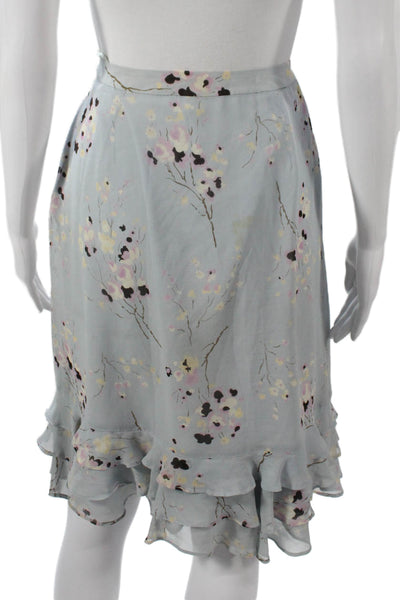 Banana Republic Womens A-Line Silk Floral Skirt Knee Length Blue Zip Size 8